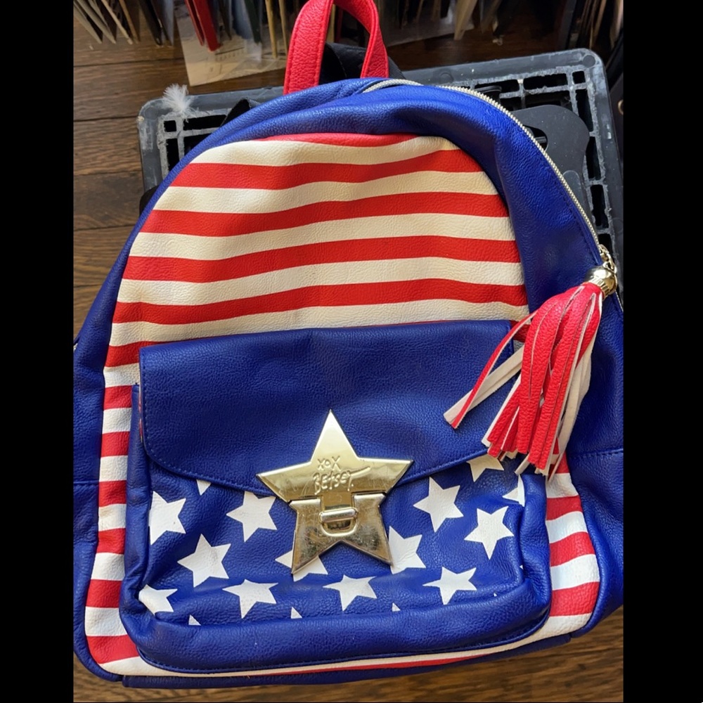 Betsey Johnson American flag mini back pack